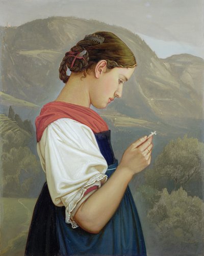 Tyrolean Girl Contemplating a Crucifix by Rudolph Friedrich Wasmann